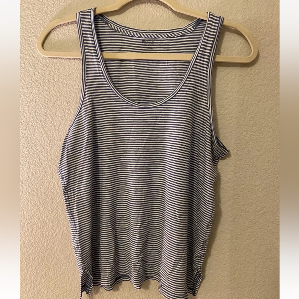 Madewell 100% Cotton Blue White Striped Basic Soft Tank Top Size XS